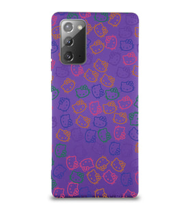 Samsung Galaxy Note 20 Uyumlu Lansman Kılıf Hello Kitty Tasarımlı İçi Kadife Kapak-Mor (Şeffaf)