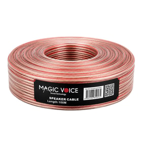 Magicvoice MV-29556 2X0.50Mm Şeffaf Kırmızı Çizgili 100 Metre CCA Hoparlör Kablosu