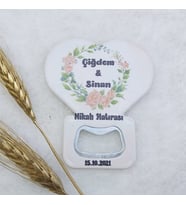 30 Adet Yeşil Çiçek Baskılı Kalp Balon Açacak Magnet 7,5x8,5 Cm Uv Nikah Şekeri Nişan Hediyeği-