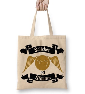 Harry Potter Snitches Get Stitches Bez Çanta Uzun Saplı