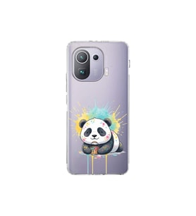 Xiaomi Mi 11 Pro ile Uyumlu Splash Panda Tasarımlı Şeffaf Silikon Kılıf