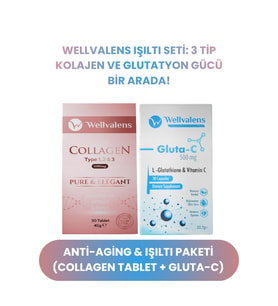 Collagen Tablet + Gluta C Tip 1 2 3 Kolajen, Glutatyon Vitamin C Cilt Işıltısı Antioksidan Destek
