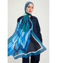 Schaless Işıklı Çiçekler - Mor - Vierra Desenli Viskon Şal - 70x190 Cm (Mavi)