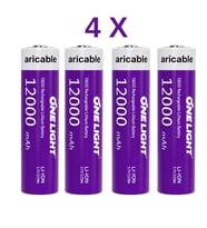 18650 Şarjlı Li-ion Pil 3.7V 12000mAh Yazılı 39 Gram Güçlü Batarya 4 Adet
