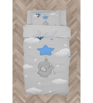MEKTA HOME BEBEK VE ÇOCUK ODASI Mavi Yıldızlı Fil Desenli Nevresim Takımı