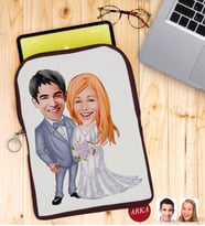 BK Gift Kişiye Özel Sevgililer Karikatürlü Taşınabilir Koruyucu Tablet Kılıfı & Organizer Çanta - Bordo-104