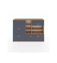 Hyperion Dolap 14 Raflı 9 Kapaklı 220x44x163 Çam-Antrasit/Çam