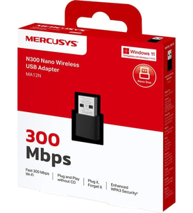Mercusys MA12N, N300 Mbps Kablosuz Nano USB Adaptör