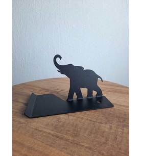 Gowpenart Dizayn Fil Figürlü Masa Üstü Metal Ergonomik Telefon/Tablet Tutucu 1,5 mm Kalınlık Siyah