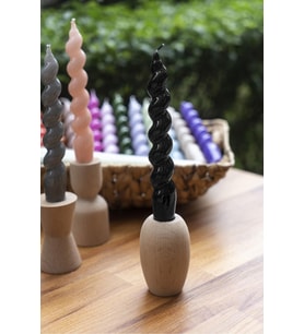 Spiral Siyah Şamdan Mum 17 Cm