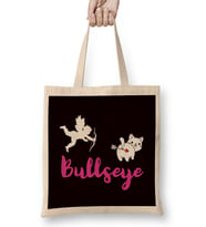 Funny Valentines Day Bullseye Cupid Cat Kitten Bez Çanta Uzun Saplı