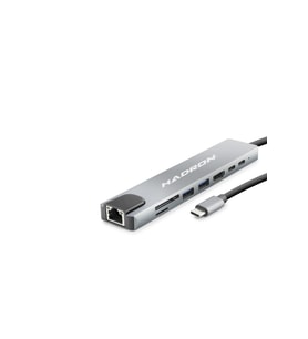 Type-C Combo Hub Hdmi 4K Usb 3.0 Lan Kart Okuyucu 8 Port - Gri HDX7841