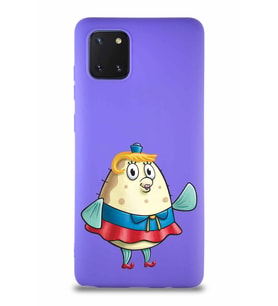 Samsung Galaxy A81 Soft Premier Kapak Bayan Puff Tasarımlı Silikon Kılıf - Mor (Şeffaf)