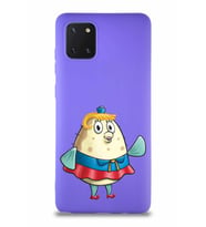 Samsung Galaxy A81 Soft Premier Kapak Bayan Puff Tasarımlı Silikon Kılıf - Mor (Şeffaf)