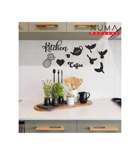Numa Concept Kitchen 9 Parça Mutfak Mdf+ 4'lü Kuşlar Duvar Dekorasyon Ürünleri (Siyah)