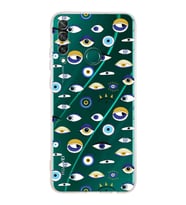 PrintiFy Huawei Y6P ile Uyumlu Nazar Boncuğu 2 Baskılı Kamera Korumalı Şeffaf Silikon Kılıf