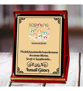 Sosyolog Baskılı Plaket (1. Tasarım)  Kişiye Özel (Kırmızı)