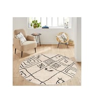 Eliana Home Baskılı, Yıkanabilir Kaymaz Taban Yuvarlak Halı LNA7117 120x120 cm (Bej)