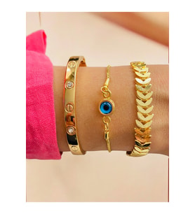 Altın Kaplama 3 lü Kombin Bileklik Seti Gold Renk Kadın Zincir Bilezik Künye Asansör Pandora