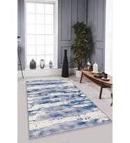 Mavi Sade Desensiz Kaymaz Tabanlı Dekoratif Halı MU05 - 100 x 160 cm