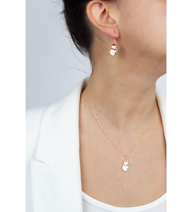 Kardan Adam Figür Yılbaşı Temalı Kolye küpe Set
