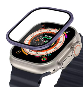 BİNANO APPLE WATCH ULTRA 49MM METAL ÇERÇEVELİ EKRAN KORUYUCU MOR
