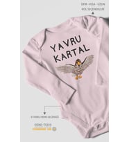 Yavru Kartal Baskılı Bebek Zıbını – Çıtçıtlı Body  %100 Pamuk Uzun Kol (Bebek Pembesi)