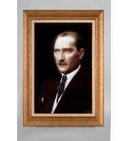EV İŞYERİ OFİS İÇİN ALTIN ÇERÇEVELİ PASPARTULU ATATÜRK TABLO S736