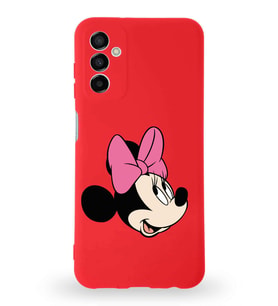 Samsung Galaxy M13 Uyumlu Lansman Kılıf Altı Kapalı İçi Kadife  Minnie Mouse-A Tasarımlı  Kapak (Şeffaf)