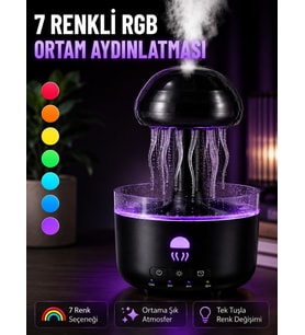 Dekoratif Denizanası Efektli Hava Nemlendirici RGB Gece Lambalı Ultrasonik Buhar Cihazı