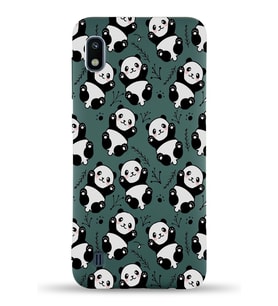 Samsung Galaxy A10 Uyumlu Lansman Kılıf Panda Tasarımlı İçi Kadife Kapak-Yeşil (Şeffaf)
