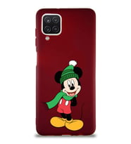 Samsung Galaxy A12 Soft Premier Kapak Mickey Mouse-G Tasarımlı Silikon Kılıf - Mürdüm (Şeffaf)