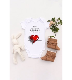 Unisex Bebek Beni Yavaşça Dedeme Ver Bakalım Baskılı Body Zıbın