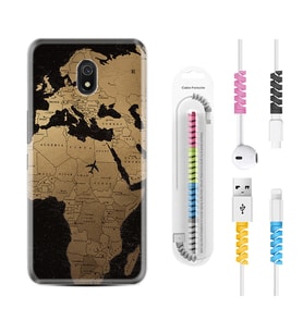 Xiaomi Redmi 8A 8 Pro 9C 9T 10C 11T Pro Kılıf Kablo Koruma Spiral Silikon Map Planet 1656