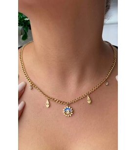 Herşeyi Gören Göz Çelik Charm Kolye