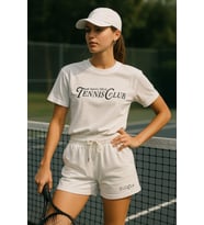 Kadın Sporty Kısa Kollu Bisiklet Yaka Oversize T-shirt ve Şortlu Alt Üst Takım Tenis İkili Takım