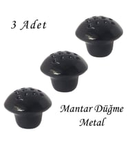 3 Adet Siyah Noktalı Mantar Düğme Kulp Mobilya Çekmece Dolap Kapak Kulbu Metal Kulp Aksesuarları Vidalı