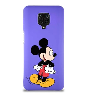 Xiaomi Redmi Note 9 Pro Soft Premier Kapak Mickey Mouse-D Tasarımlı Silikon Kılıf - Mor (Şeffaf)