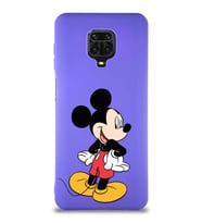 Xiaomi Redmi Note 9 Pro Soft Premier Kapak Mickey Mouse-D Tasarımlı Silikon Kılıf - Mor (Şeffaf)
