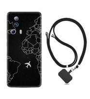 Xiaomi Mi 13 Lite Kılıf Resimli Boyun Askılı İpli Desenli Silikon Series Black Plane 1868