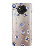 PrintiFy Poco X3 NFC ile Uyumlu Nazar Boncuğu 5 Baskılı Kamera Korumalı Şeffaf Silikon Kılıf