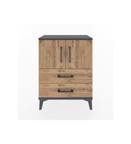 Arges Komodin 2 Raflı 2 Çekmeceli 2 Kapaklı 60x30x80 Antrasit-Çam