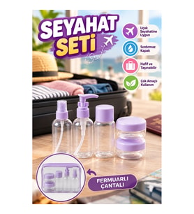 5 Parça Seyahat Bakım Şişesi Seti – 30 ml Sızdırmaz Kapaklı ve Fermuarlı Çantalı