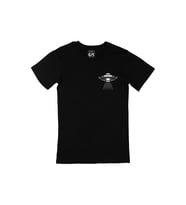 Ufo Tasarımlı Cep Logo Tasarımlı Siyah Tişört