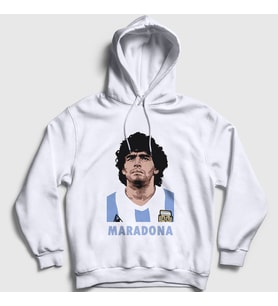Presmono Unisex Beyaz Futbol Sky Maradona Kapüşonlu Sweatshirt 51400tt