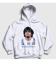 Presmono Unisex Beyaz Futbol Sky Maradona Kapüşonlu Sweatshirt 51400tt