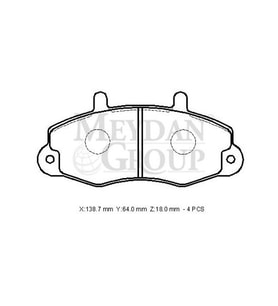 FORD TRANSIT- T12- 93/96; ÖN FREN BALATASI T12 (DİSK) (138,8X64X18)(BRAMAX) 92VB-2K021-AC 864-6350A