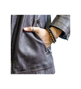 Unisex - Kaplan Gözü Ve Onix Doğal Taşlı Padore Bileklik  Handmade