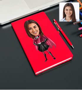 Kişiye Özel Süper Kadın Tasarımlı Karikatür Defter Ve Kalem Seti 80