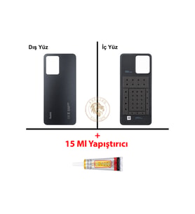 Redmi Note 12 Oniks Gri Arka Pil Kapağı Batarya Kapağı Lazer Kesim Back Cover